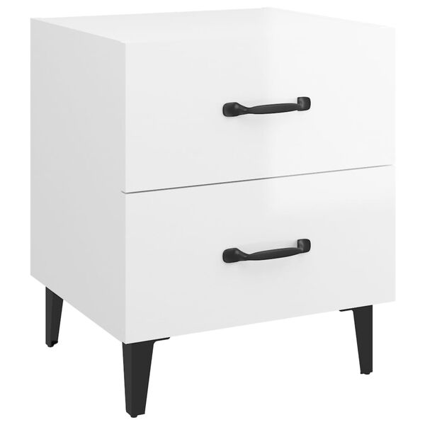 vidaXL Κομοδίνα 2 τεμ. Γυαλιστερό Λευκό 40 x 35 x 47,5 εκ.