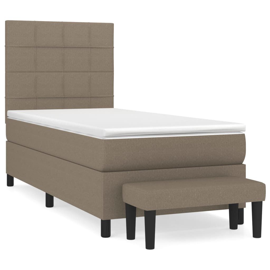 vidaXL Κρεβάτι Boxspring με Στρώμα Taupe 90x200 εκ. Υφασμάτινο