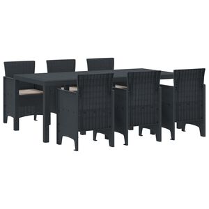 vidaXL Σέτ φαγητού για κήπο 7 pcs Ανθρακί Rattan Polt