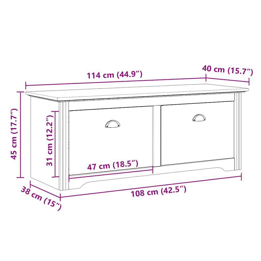 Πάγκος διαδρόμου vidaXL "BODO" Λευκό 114x40x45 cm