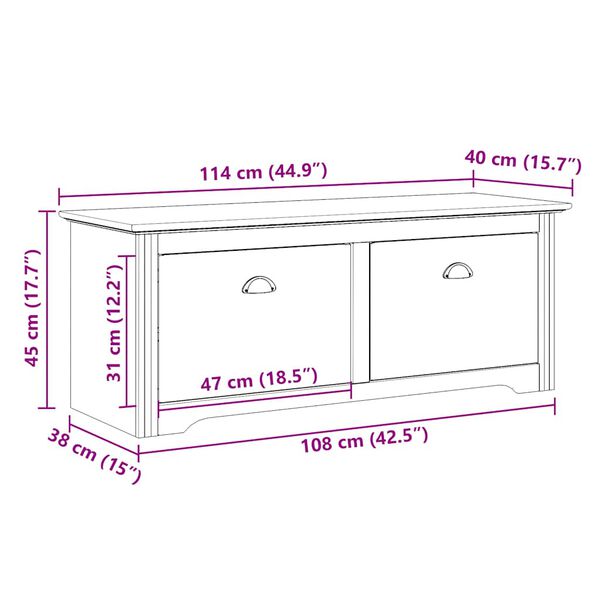 Πάγκος διαδρόμου vidaXL "BODO" Λευκό 114x40x45 cm