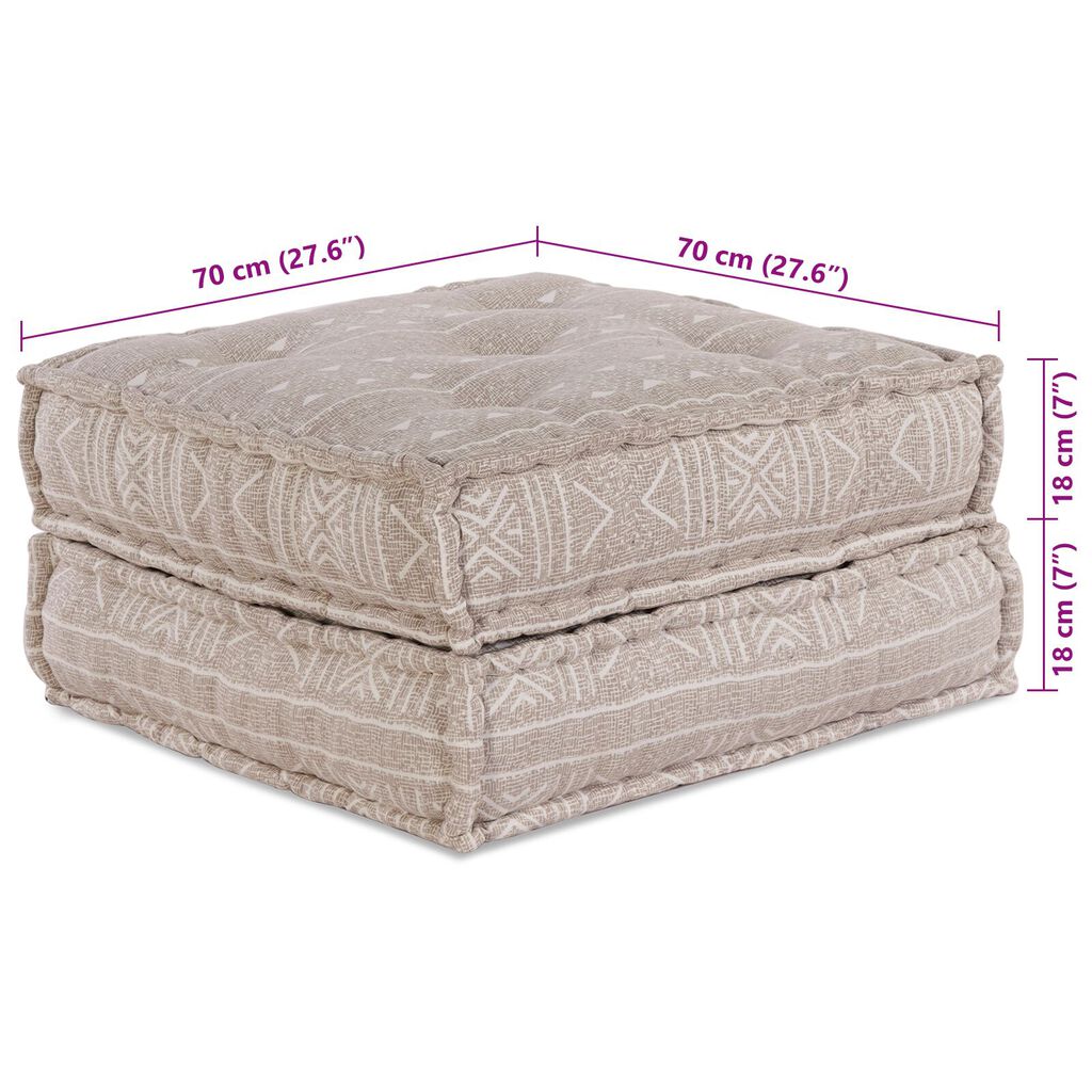 vidaXL Καναπές 2-θέσιος Modular Pouffe Μετατρεπόμενος Ανοιχτό Καφέ Ύφασμα