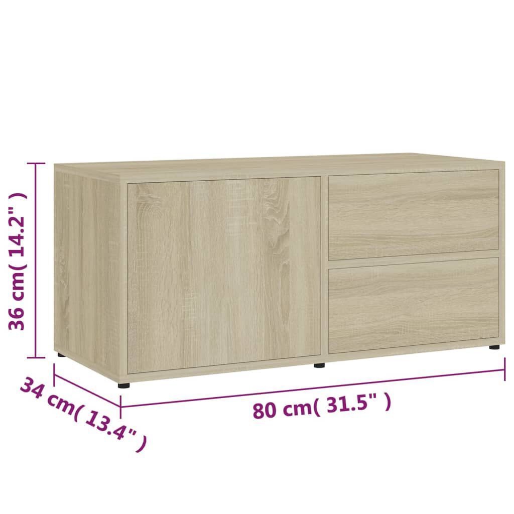 vidaXL Έπιπλο Τηλεόρασης Sonoma Δρυς 80 x 34 x 36 εκ. από Επεξ. Ξύλο
