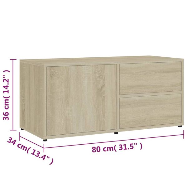 vidaXL Έπιπλο Τηλεόρασης Sonoma Δρυς 80 x 34 x 36 εκ. από Επεξ. Ξύλο