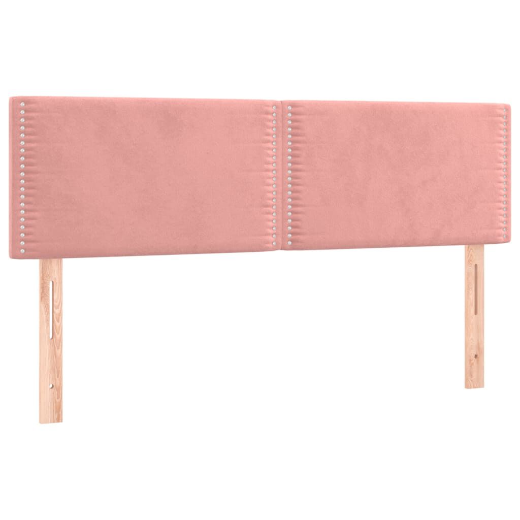 vidaXL Κρεβάτι Boxspring με Στρώμα Ροζ 140x190 εκ. Βελούδινο