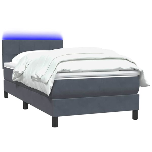 vidaXL &Kappa;&rho;&epsilon;&beta;ά&tau;&iota; Boxspring &mu;&epsilon; &Sigma;&tau;&rho;ώ&mu;&alpha; & LED &Sigma;&kappa;&omicron;ύ&rho;&omicron; &Gamma;&kappa;&rho;&iota; 90x220 &epsilon;&kappa;. &Beta;&epsilon;&lambda;&omicron;ύ&delta;&iota;&nu;&omicron;
