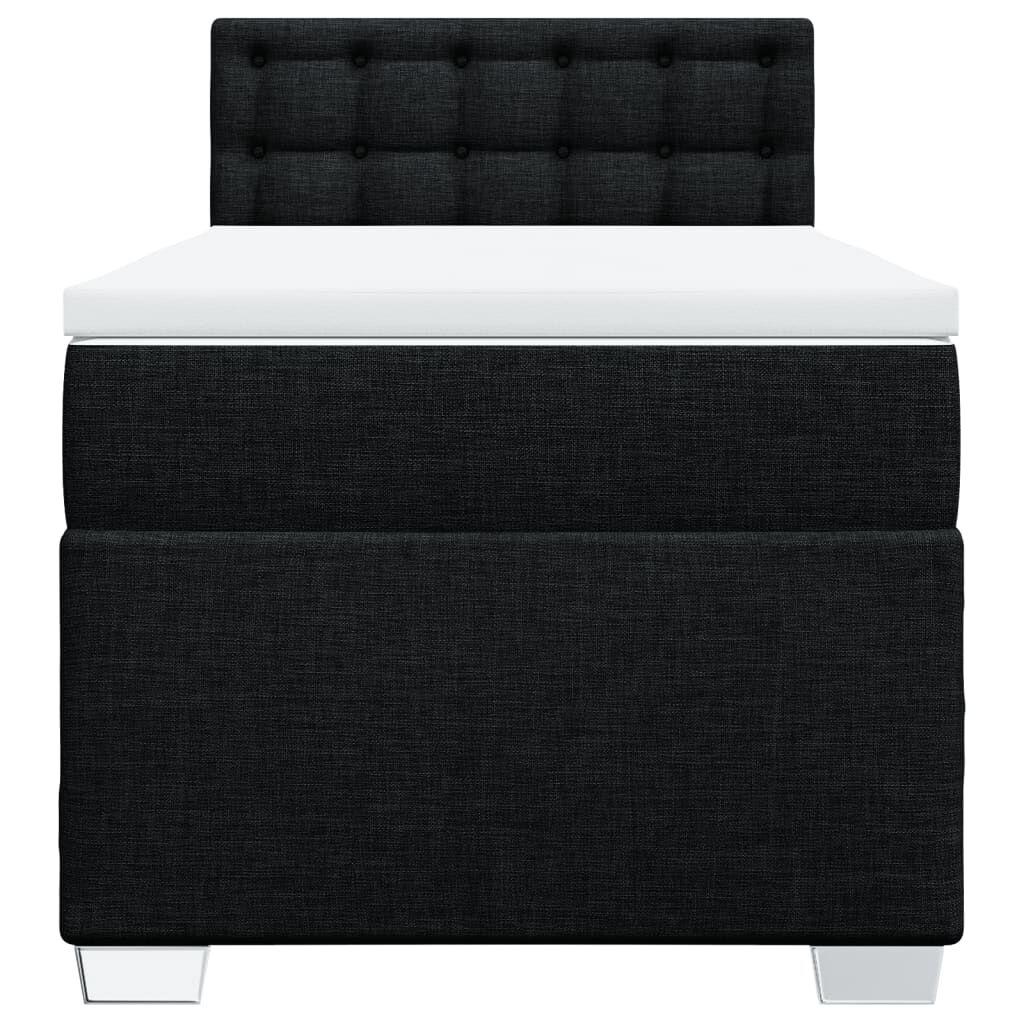 vidaXL Κρεβάτι Boxspring με Στρώμα Μαύρο 90x190 εκ.Υφασμάτινο