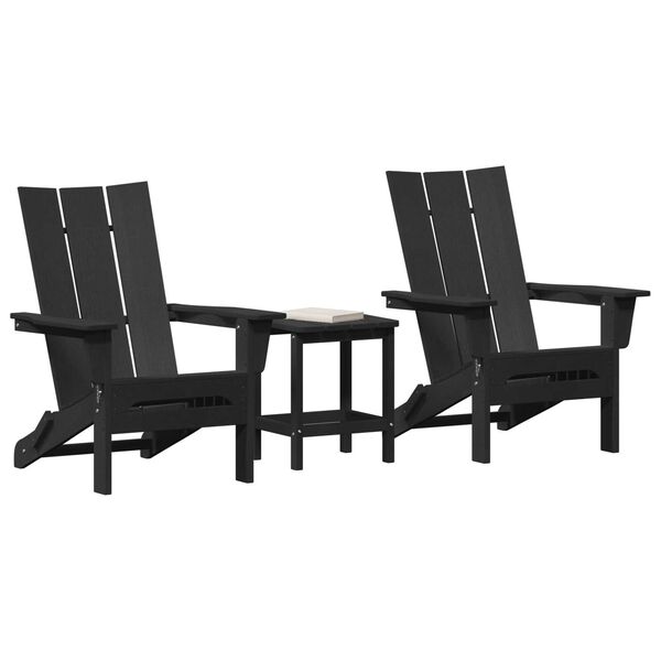 vidaXL Έπιπλα Χαλάρωσης Κήπου 3 pcs Μαύρο 38 x 38 x 46cm Πλαστικό