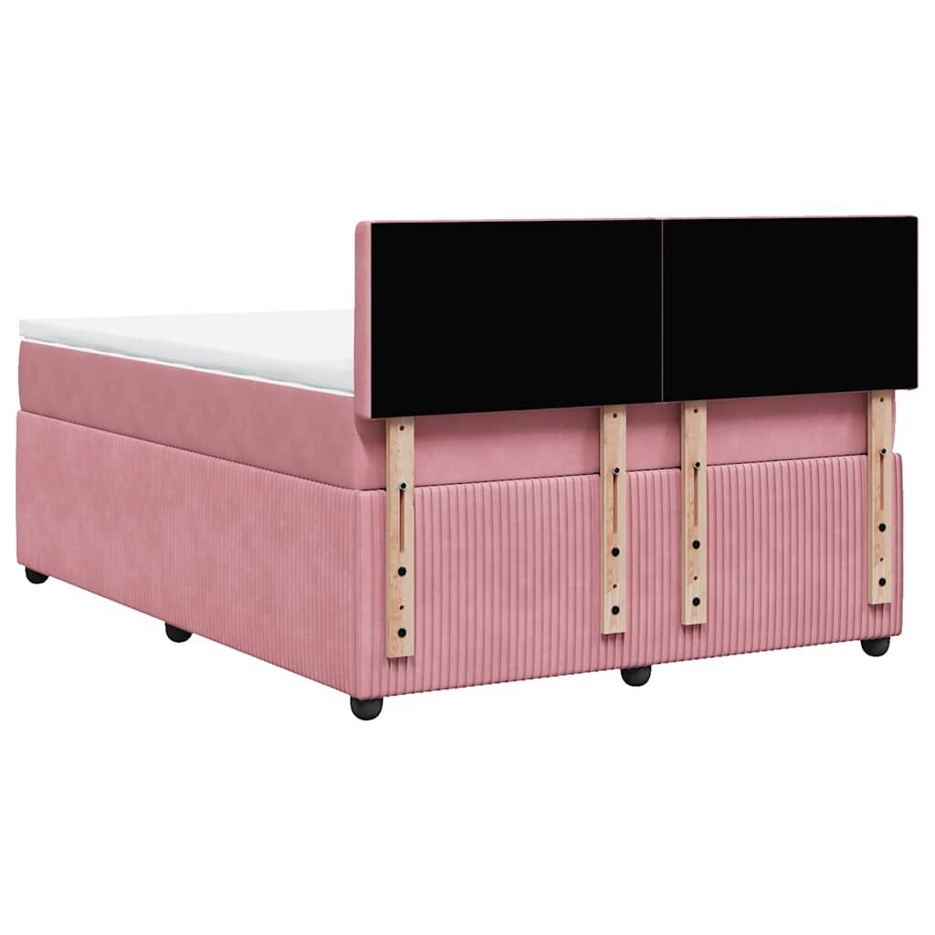 vidaXL Κρεβάτι Boxspring με Στρώμα Ροζ 160x200 εκ. Βελούδινο