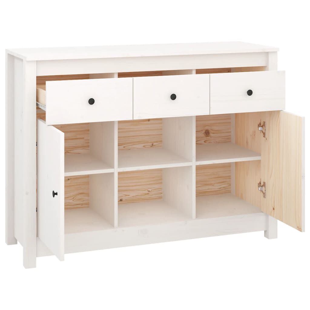 vidaXL Μπουφές Λευκός 100 x 35 x 75 εκ. από Μασίφ Ξύλο Πεύκου