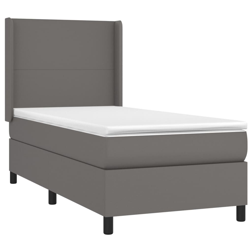 vidaXL Κρεβάτι Boxspring με Στρώμα & LED Γκρι 80x200 εκ. Συνθ. Δέρμα