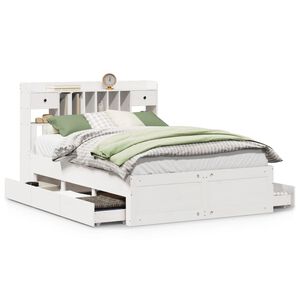 vidaXL Κρεβάτι Βιβλιοθήκη Χωρίς Στρώμα 160x200 εκ Μασίφ Ξύλο Πεύκου