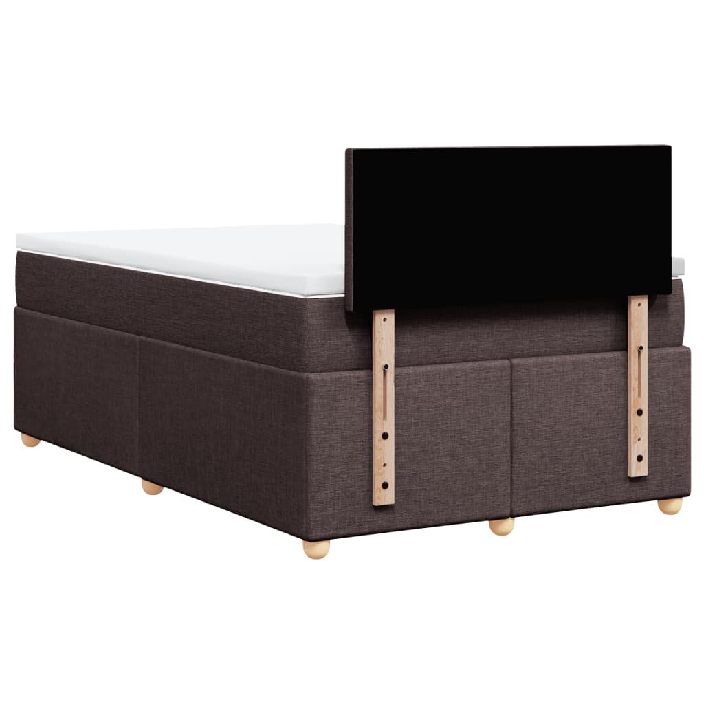 vidaXL Κρεβάτι Boxspring με Στρώμα Σκούρο Καφέ 120x190 εκ Υφασμάτινο