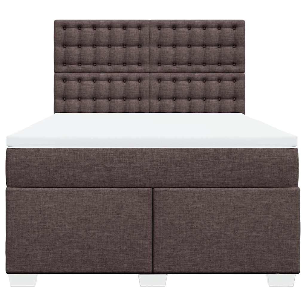 vidaXL Κρεβάτι Boxspring με Στρώμα Σκούρο Καφέ 140x190 εκ. Υφασμάτινο