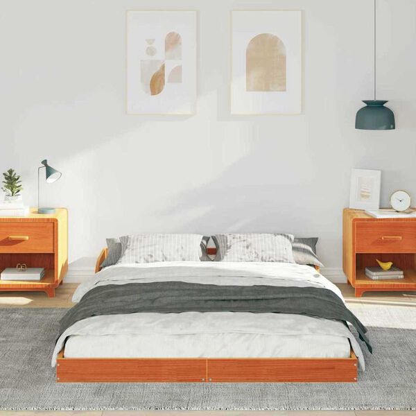 vidaXL Σκελετός Κρεβατιού Καφέ κεριού 140 x 190 cm Μασίφ ξύλο πεύκου