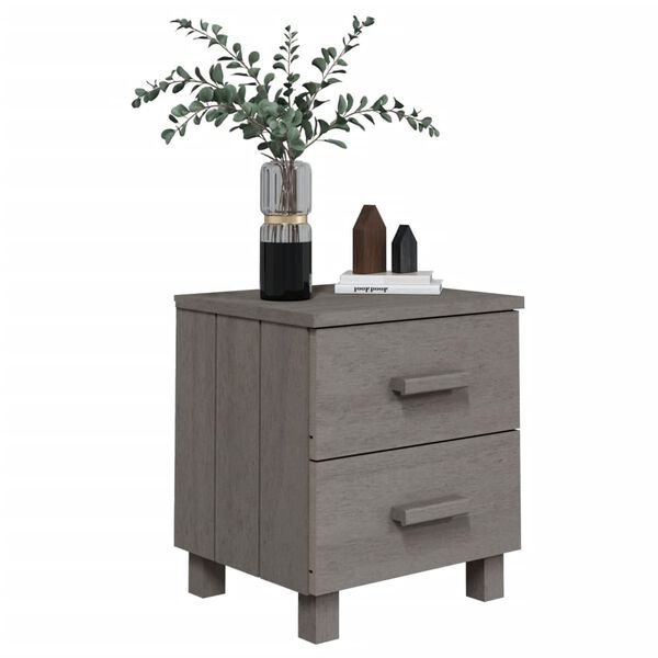 vidaXL Κομοδίνο HAMAR 2 Τεμ. Αν. Γκρι 40x35x44,5εκ. Μασίφ Ξύλο Πεύκου