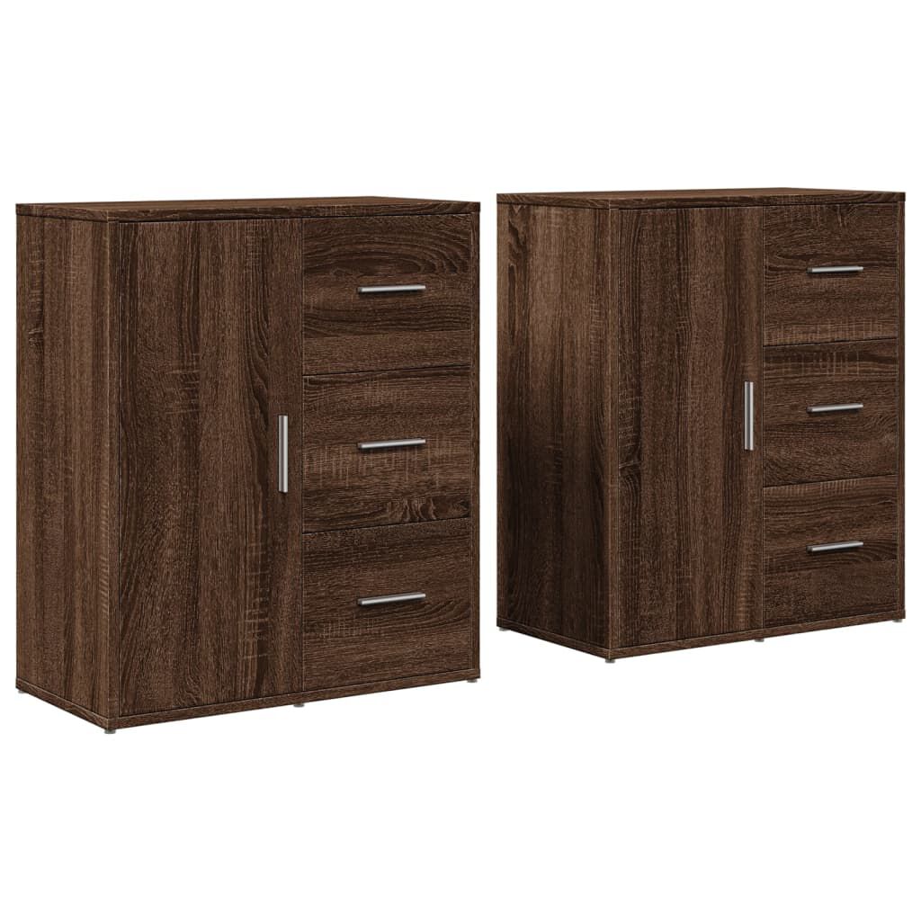 vidaXL Βοηθητικά Ντουλάπια 2 τεμ. Καφέ Δρυς 60x31x70εκ. Επεξεργ. Ξύλο