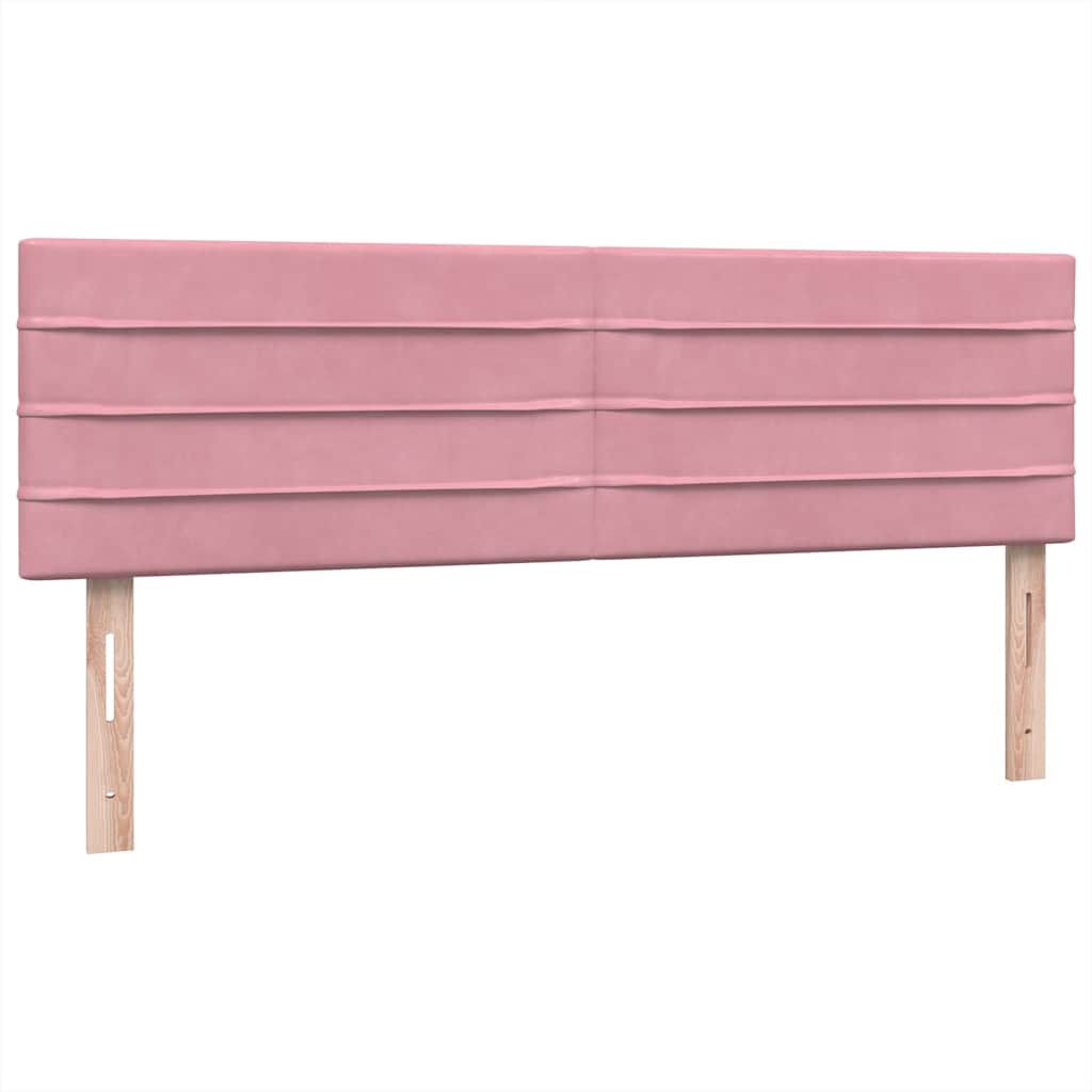 vidaXL Box Spring κρεβάτι με στρώμα ροζ 140x220 cm Βελούδινο