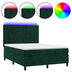 vidaXL &Kappa;&rho;&epsilon;&beta;ά&tau;&iota; Boxspring &mu;&epsilon; &Sigma;&tau;&rho;ώ&mu;&alpha; & LED &Sigma;&kappa;. &Pi;&rho;ά&sigma;&iota;&nu;&omicron; 140x190&epsilon;&kappa; &Beta;&epsilon;&lambda;&omicron;ύ&delta;&omicron;
