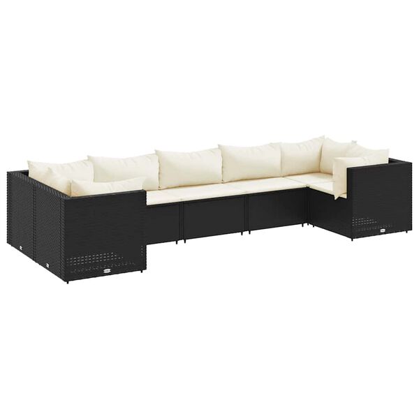 vidaXL Σαλόνι Κήπου 7 Τεμαχίων Μαύρο από Συνθετικό Ρατάν με Μαξιλάρια