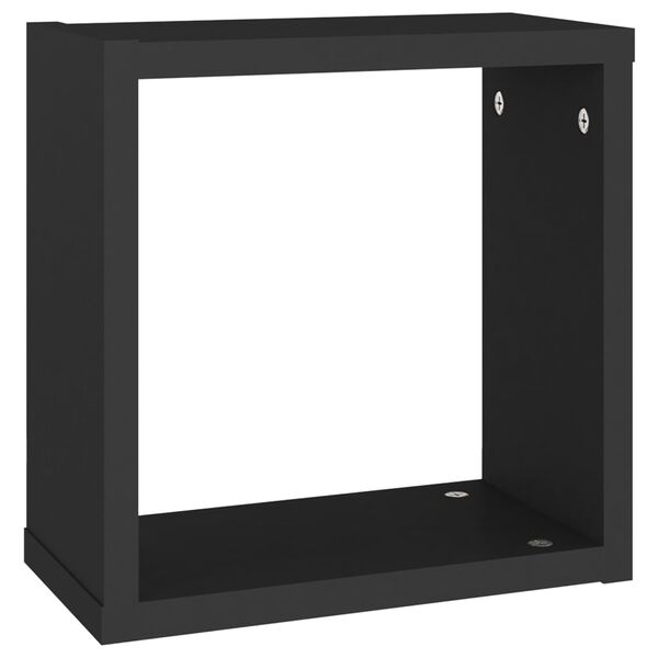 vidaXL Ράφια Κύβοι Τοίχου 2 τεμ. Μαύρα 30 x 15 x 30 εκ.