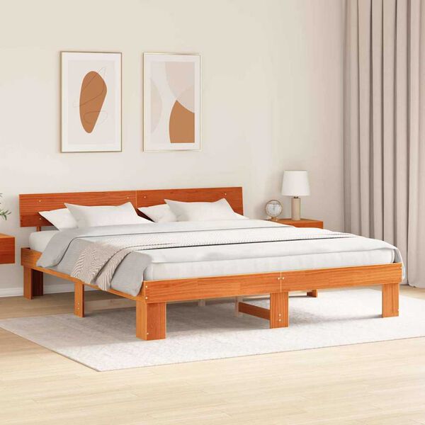 vidaXL Σκελετός Κρεβατιού Καφέ κεριού 180 x 200 cm Μασίφ ξύλο πεύκου
