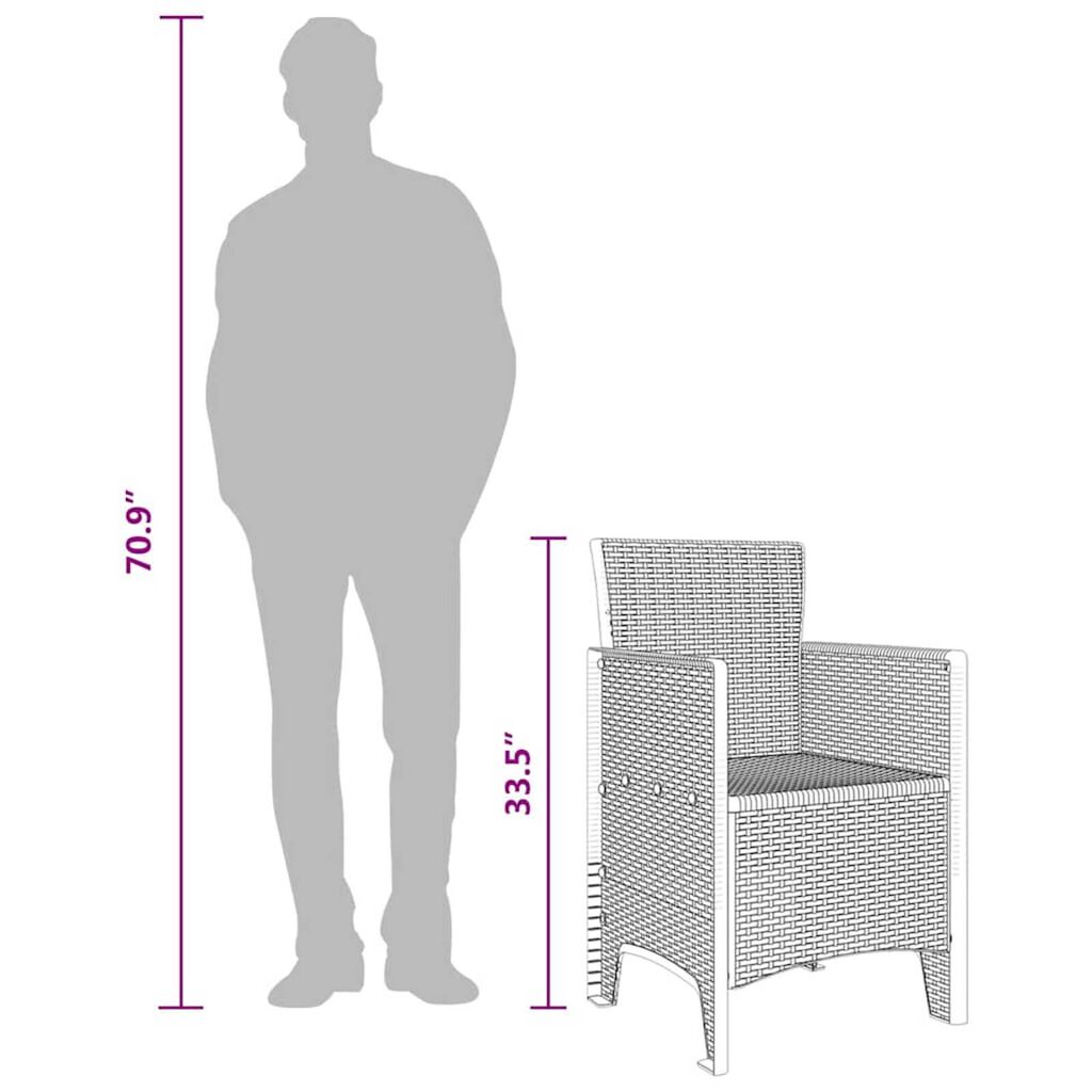 vidaXL Καρέκλα Κήπου 2 pcs Καφέ 53 x 49 x 85 εκ. PP