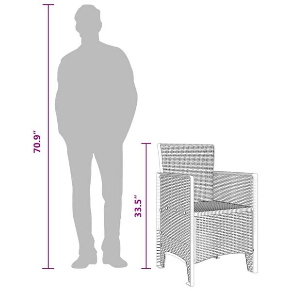 vidaXL Καρέκλα Κήπου 2 pcs Καφέ 53 x 49 x 85 εκ. PP