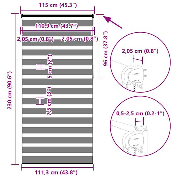 vidaXL Ζέβρα τυφλή Λευκό Πλάτος υφάσματος 110,9 εκ. Πολυεστέρας