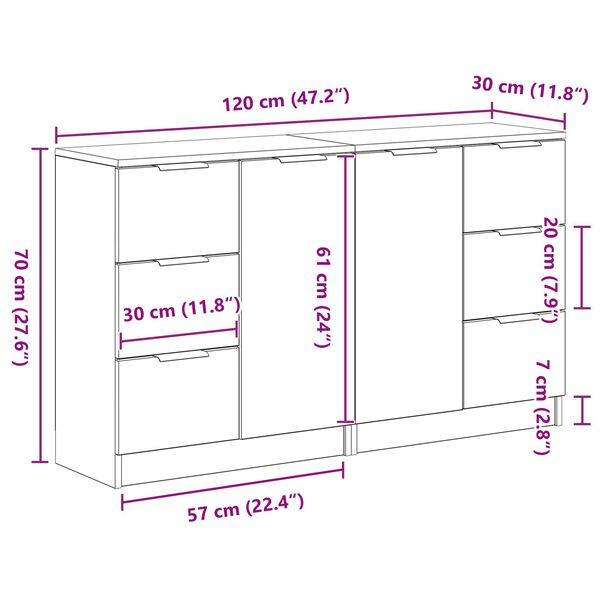 vidaXL Μπουφές Μαύρη Οξυά 180 x 30 x 70 εκ Επεξεργασμένο ξύλο