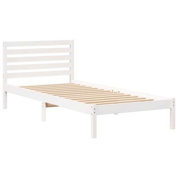 vidaXL Σκελετός Κρεβατιού Λευκό 100 x 220 cm Μασίφ ξύλο πεύκου