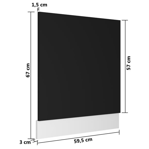 vidaXL Πρόσοψη Πλυντηρίου Πιάτων Lyon Μαύρη 59,5 x 3 x 67εκ.