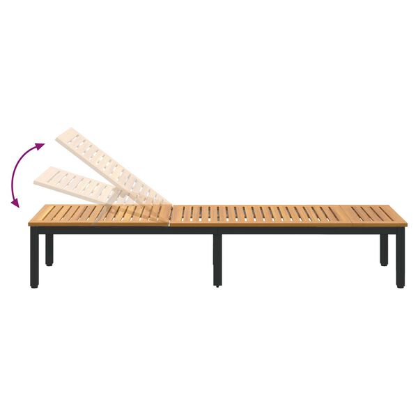vidaXL Ξαπλώστρα 1-πρόσωπο Μαύρο 200 x 55 x 35 εκ. Μασίφ ξύλο ακακίας