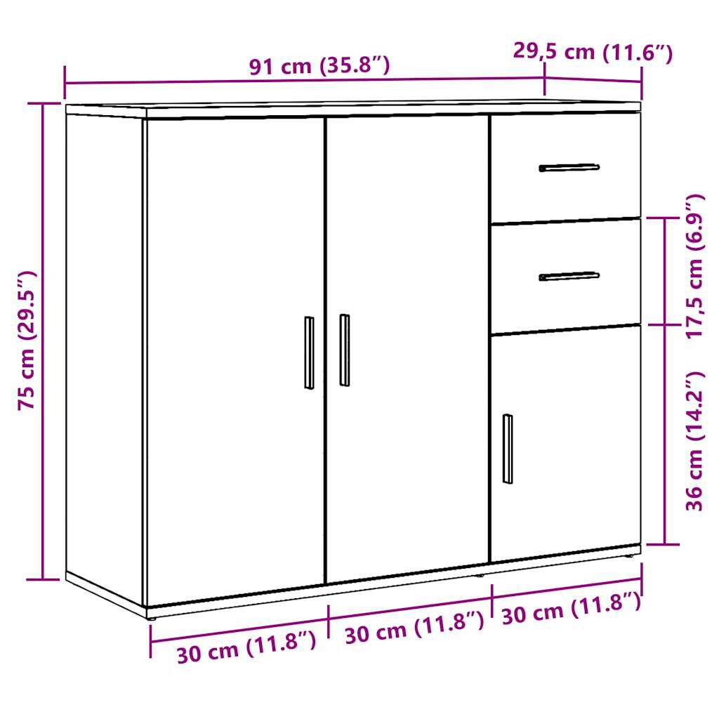 vidaXL Ντουλάπι Αρτισιανή Δρυς 91x29,5x75 εκ. από Επεξεργασμένο Ξύλο