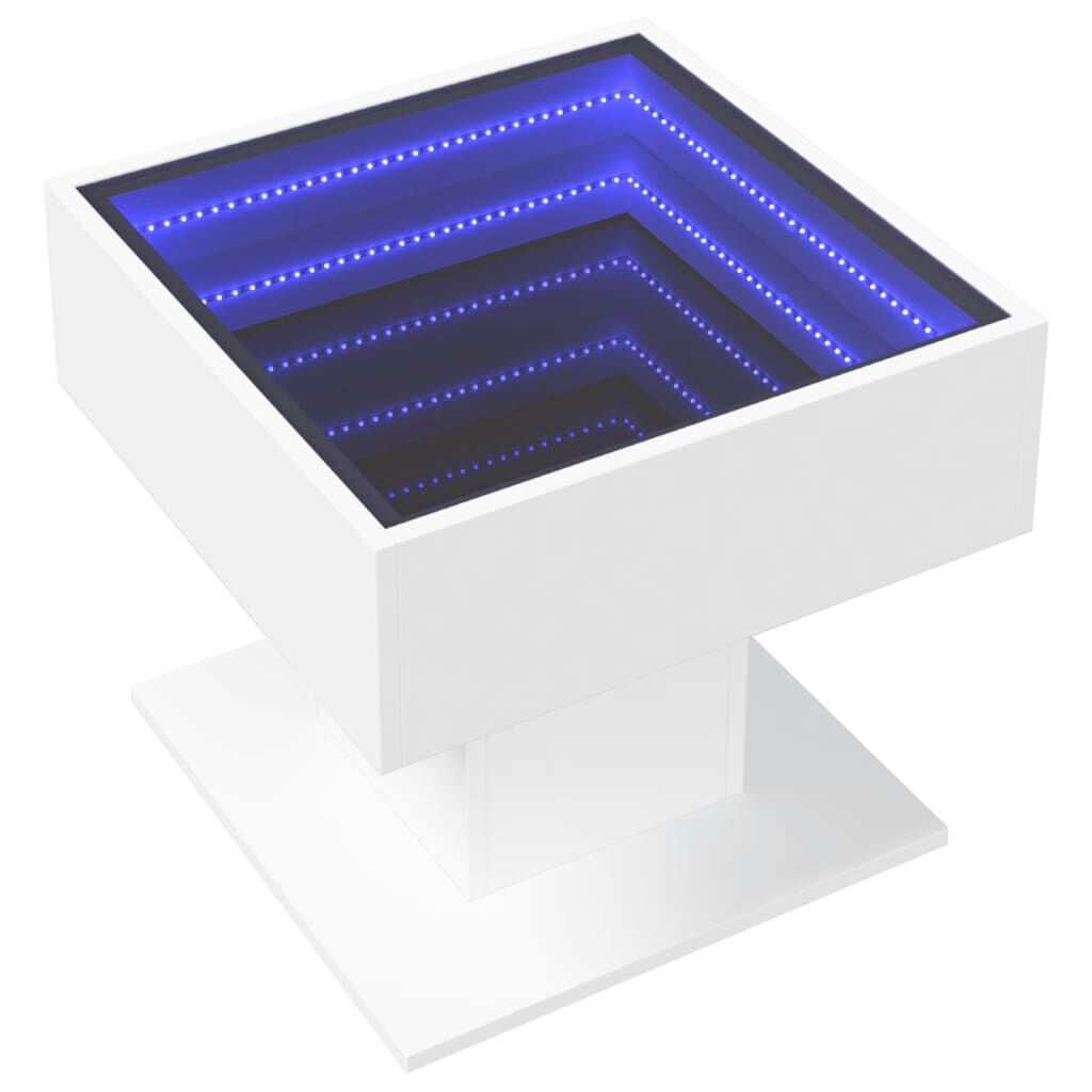 vidaXL Τραπεζάκι Σαλονιού με LED Λευκό 50x50x45 εκ. Επεξεργασμένο Ξύλο
