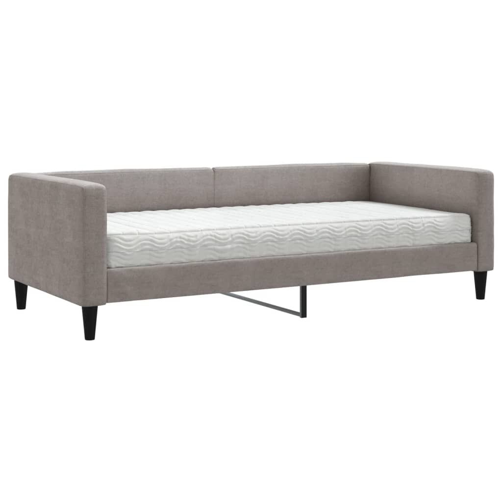 vidaXL Καναπές Κρεβάτι με Στρώμα Taupe 90 x 200 εκ. Υφασμάτινο