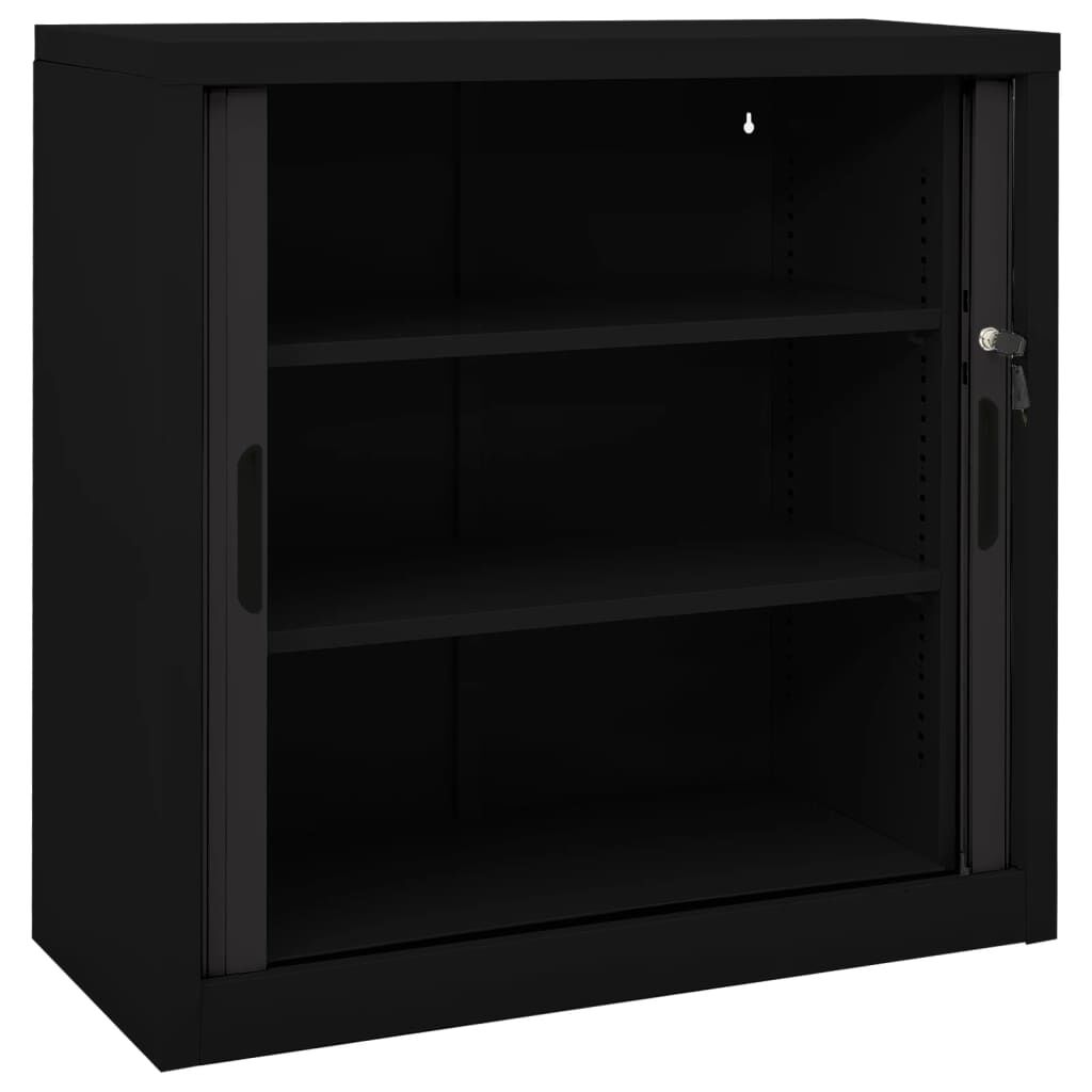 vidaXL Ντουλάπι με Συρόμενη Πόρτα Μαύρο 90 x 40 x 90 εκ. Ατσάλινο