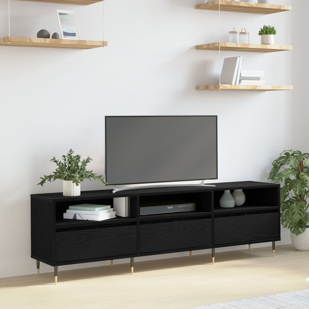 vidaXL Ντουλάπι τηλεόρασης Μαύρη Δρυς 150x30x44.5 εκ. Επεξεργασμένο Ξύλο