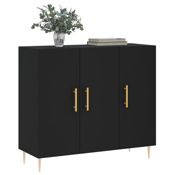 vidaXL Ντουλάπι Μαύρο 90 x 34 x 80 εκ. από Επεξεργασμένο Ξύλο