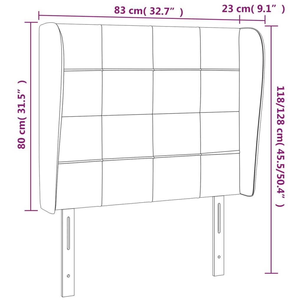 vidaXL Κεφαλάρι με Πτερύγια Ανοιχτό Γκρι 83x23x118/128 εκ. Βελούδινο