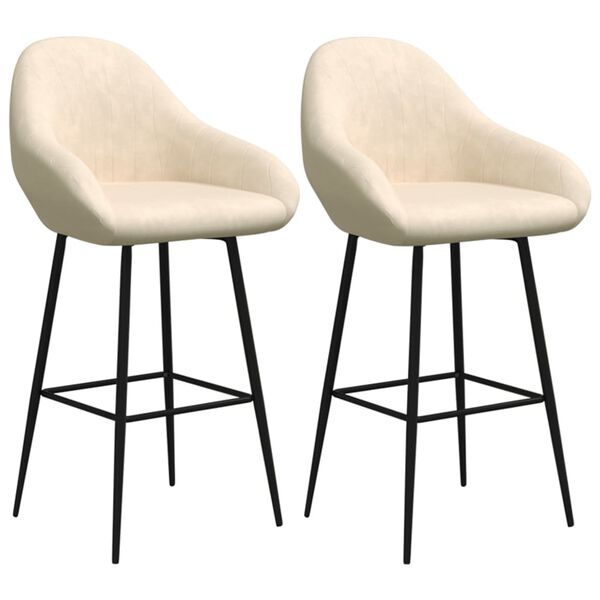 vidaXL Σκαμπό Μπαρ 2 τεμ. Κρεμ Βελούδινα