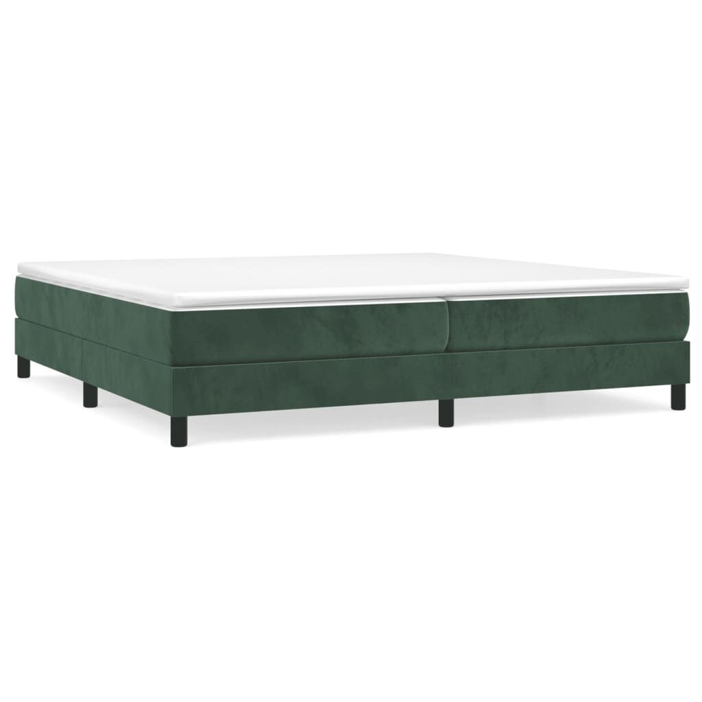 vidaXL Κρεβάτι Boxspring με Στρώμα Σκούρο Πράσινο 200x200εκ. Βελούδινο