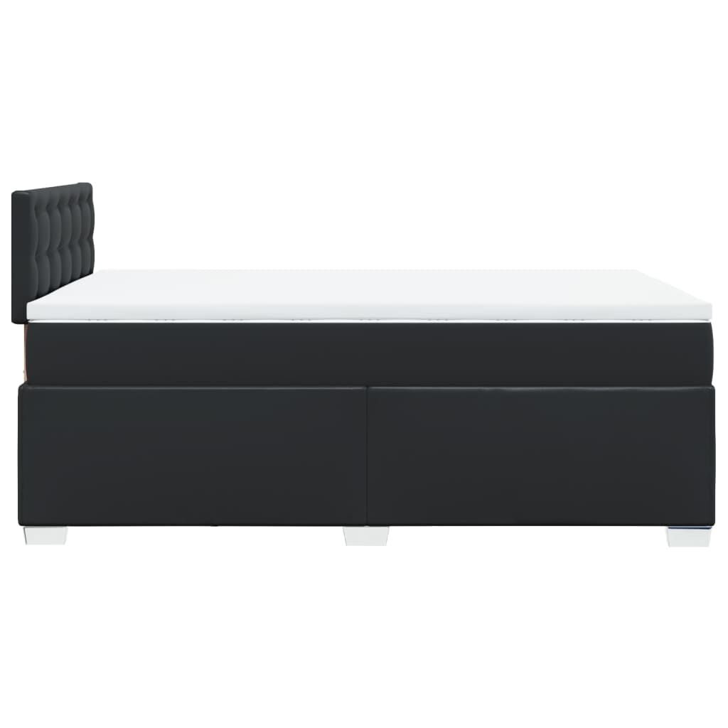 vidaXL Κρεβάτι Boxspring με Στρώμα Μαύρο 120x190εκ.από Συνθετικό Δέρμα