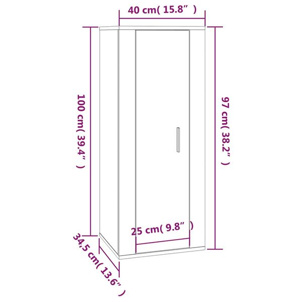 vidaXL Έπιπλο Τηλεόρασης Επιτοίχιο Καφέ Δρυς 40x34,5x100 εκ.