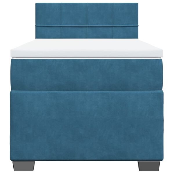 vidaXL Κρεβάτι Boxspring με Στρώμα Σκούρο Μπλε 100x200 εκ. Βελούδινο