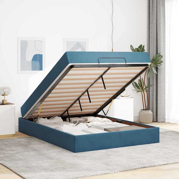 vidaXL Σκελετός Κρεβατιού Μπλε 140 x 200 cm Βελούδο
