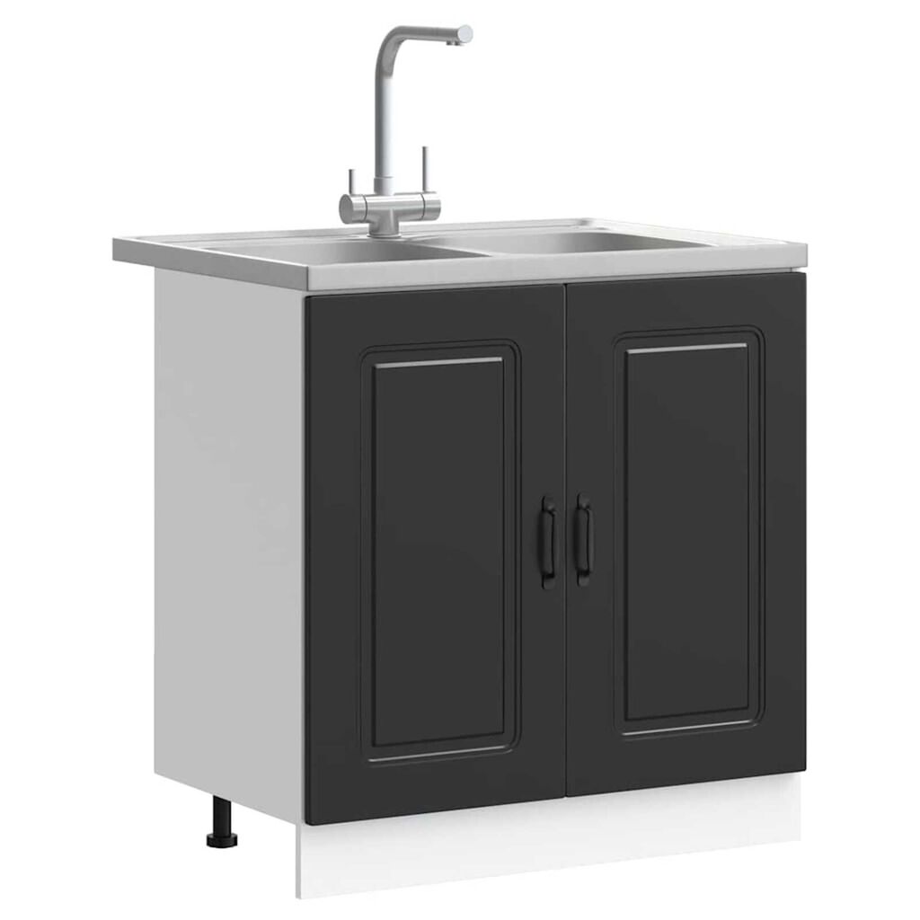 vidaXL Ντουλάπα Κουζίνας με πόρτα Kalmar 2 pcs Μαύρο 80 x 46 x 81.5 εκ