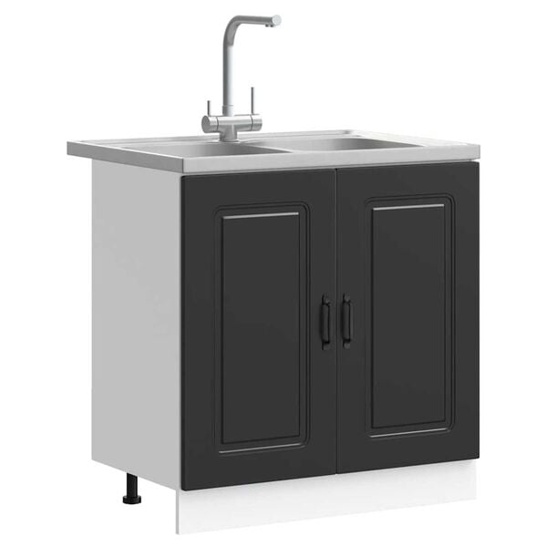 vidaXL Ντουλάπα Κουζίνας με πόρτα Kalmar 2 pcs Μαύρο 80 x 46 x 81.5 εκ