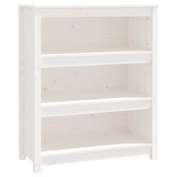 vidaXL Βιβλιοθήκη Λευκή 80 x 35 x 97 εκ. από Μασίφ Ξύλο Πεύκου
