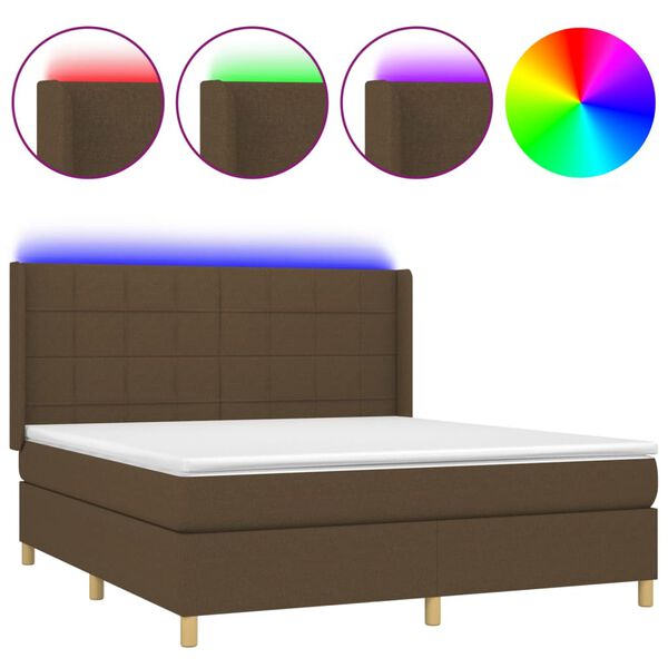 vidaXL &Kappa;&rho;&epsilon;&beta;ά&tau;&iota; Boxspring &mu;&epsilon; &Sigma;&tau;&rho;ώ&mu;&alpha; & LED &Sigma;&kappa;.&Kappa;&alpha;&phi;έ 160x200&epsilon;&kappa;. &Upsilon;&phi;&alpha;&sigma;&mu;ά&tau;&iota;&nu;&omicron;